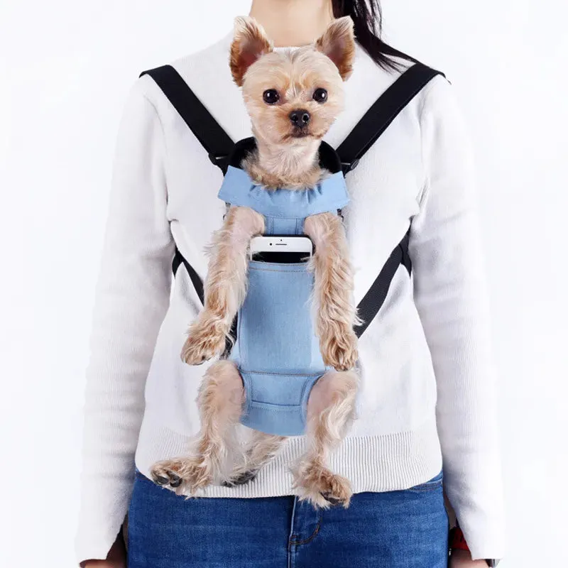 ANYWAGS Pet Carrier Large Light Coffee Denim Backpack for Outdoor Travel With Front Pocket for Large Size Pets