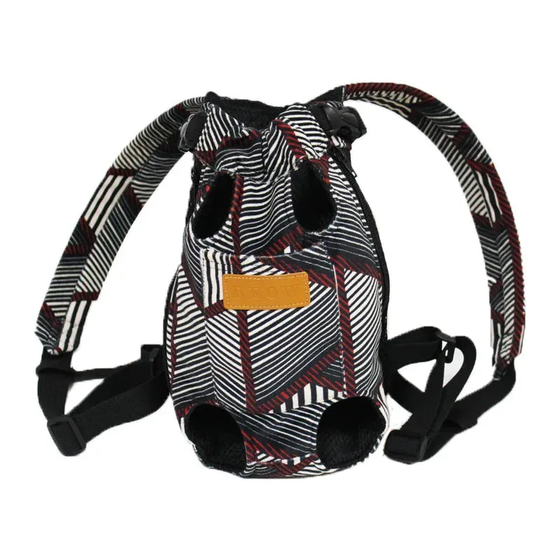 ANYWAGS Pet Carrier Linear Triangular Pattern XL Denim Breathable Travel Backpack for Large XL Pets with Pockets for Carrying Supplies