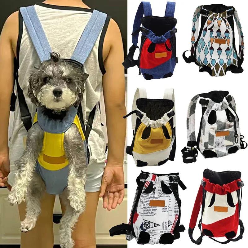 ANYWAGS Pet Carrier Yellow Blue XL Denim Breathable Travel Backpack for Large XL Pets with Pockets for Carrying Supplies
