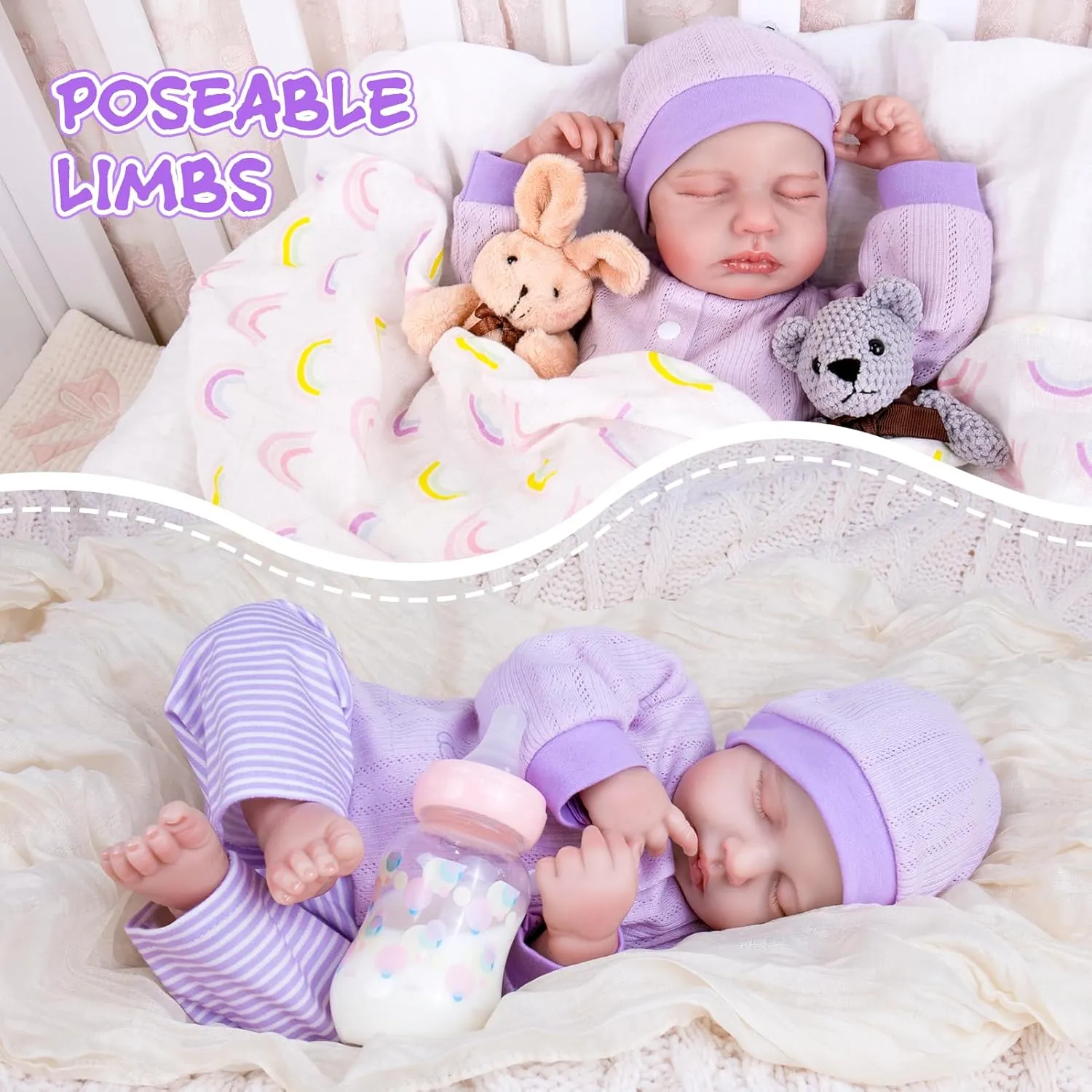 Aori Lifelike Reborn Baby Girl Doll - Realistic 20 Inch Newborn Baby with Poseable Limbs and Feeding Kit Included