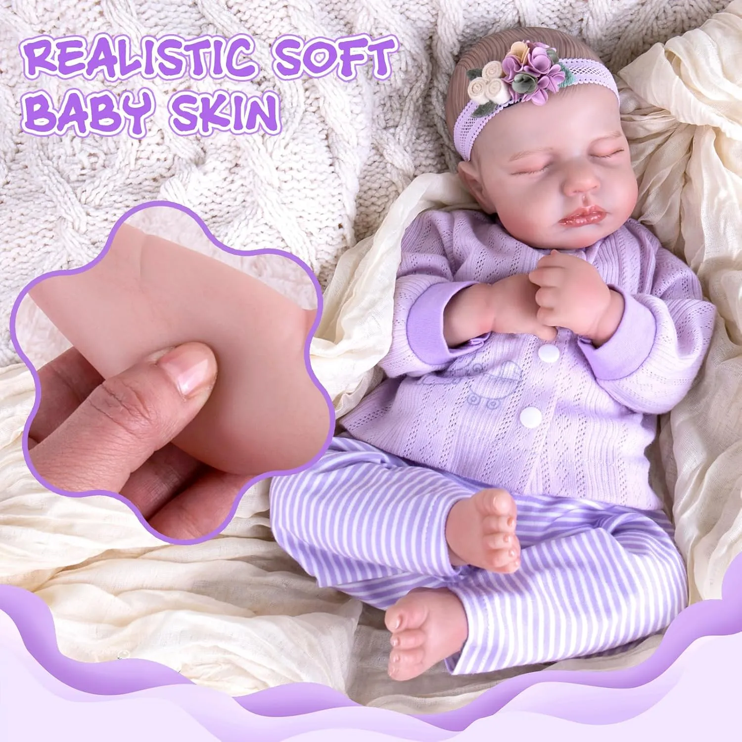 Aori Lifelike Reborn Baby Girl Doll - Realistic 20 Inch Newborn Baby with Poseable Limbs and Feeding Kit Included