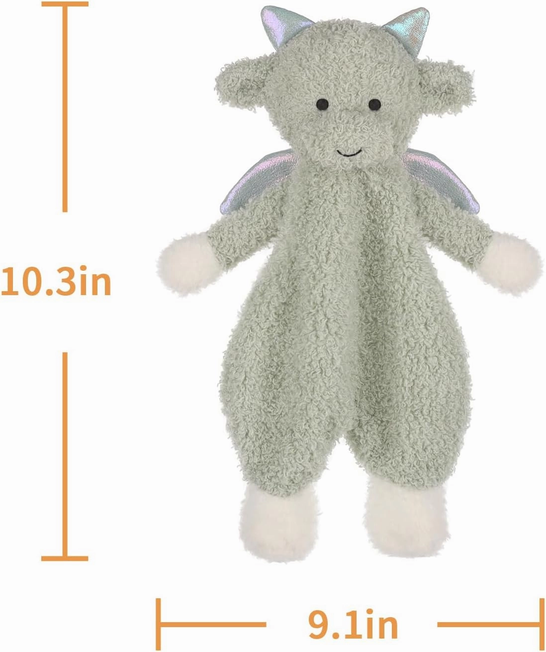 Apricot Lamb Dragon Soft Loveys for Babies, Security Blanket for Baby Boy and Girl, 10.3 Inches for Infant and Toddlers (Green)
