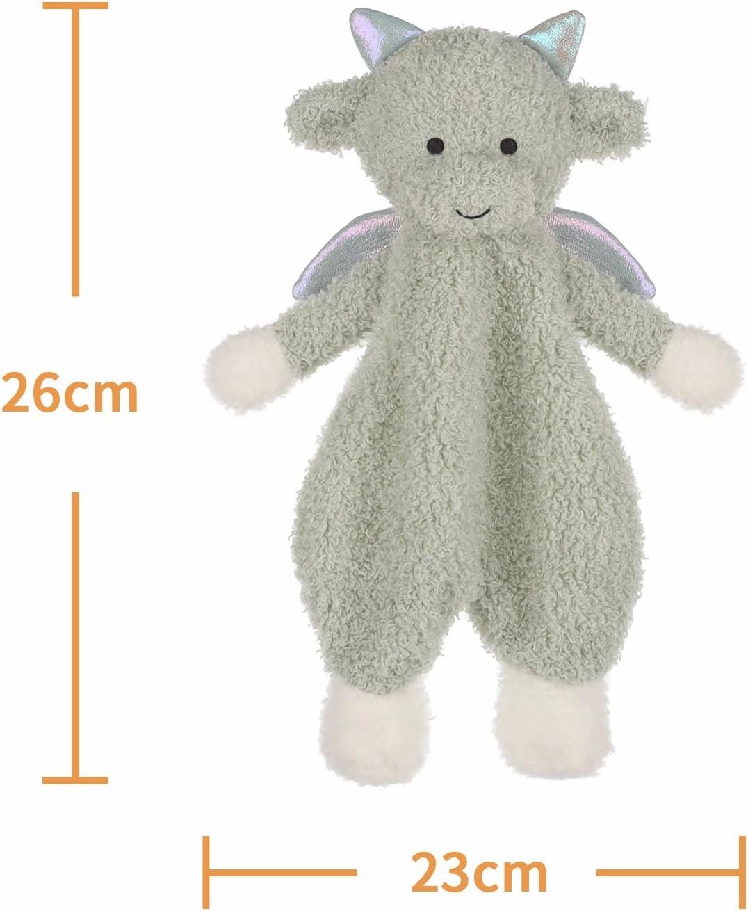 Apricot Lamb Dragon Soft Loveys for Babies, Security Blanket for Baby Boy and Girl, 10.3 Inches for Infant and Toddlers (Green)