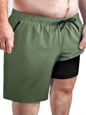 Arcweg Men's Big & Tall Swim Trunks - Quick Dry Board Shorts with Compression Liner & Zipper Pockets (2X-6X)