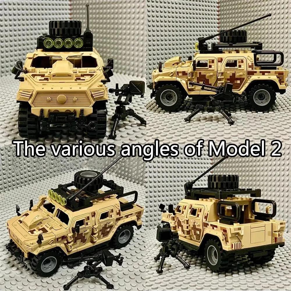 Armored Vehicle Building Block Military Vehicle Building Toys for Age 6 7 8 9 10 11 12 , Army Military Brick, Armed Armored Car Model Toys Gifts for Boys（2 Styles）