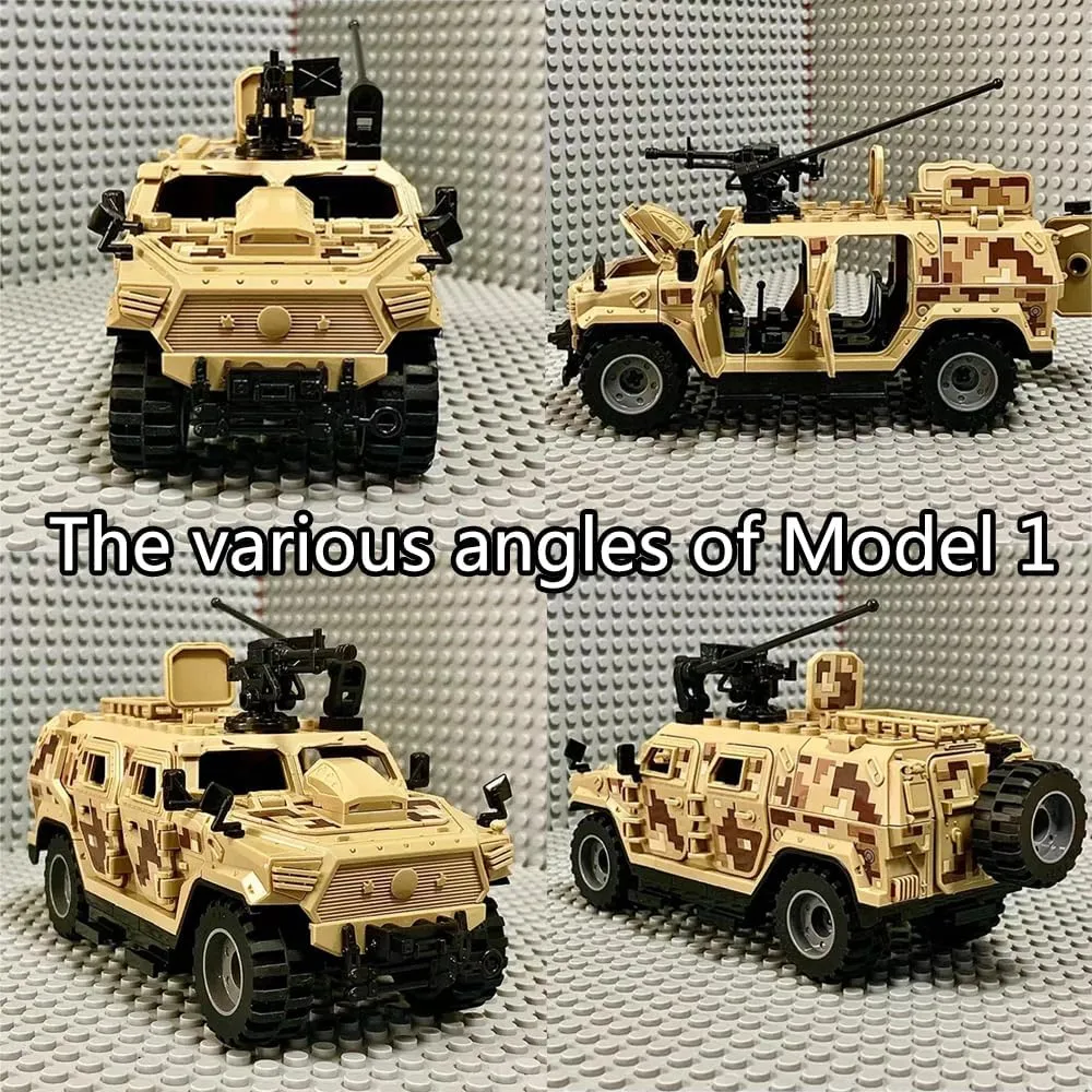 Armored Vehicle Building Block Military Vehicle Building Toys for Age 6 7 8 9 10 11 12 , Army Military Brick, Armed Armored Car Model Toys Gifts for Boys（2 Styles）