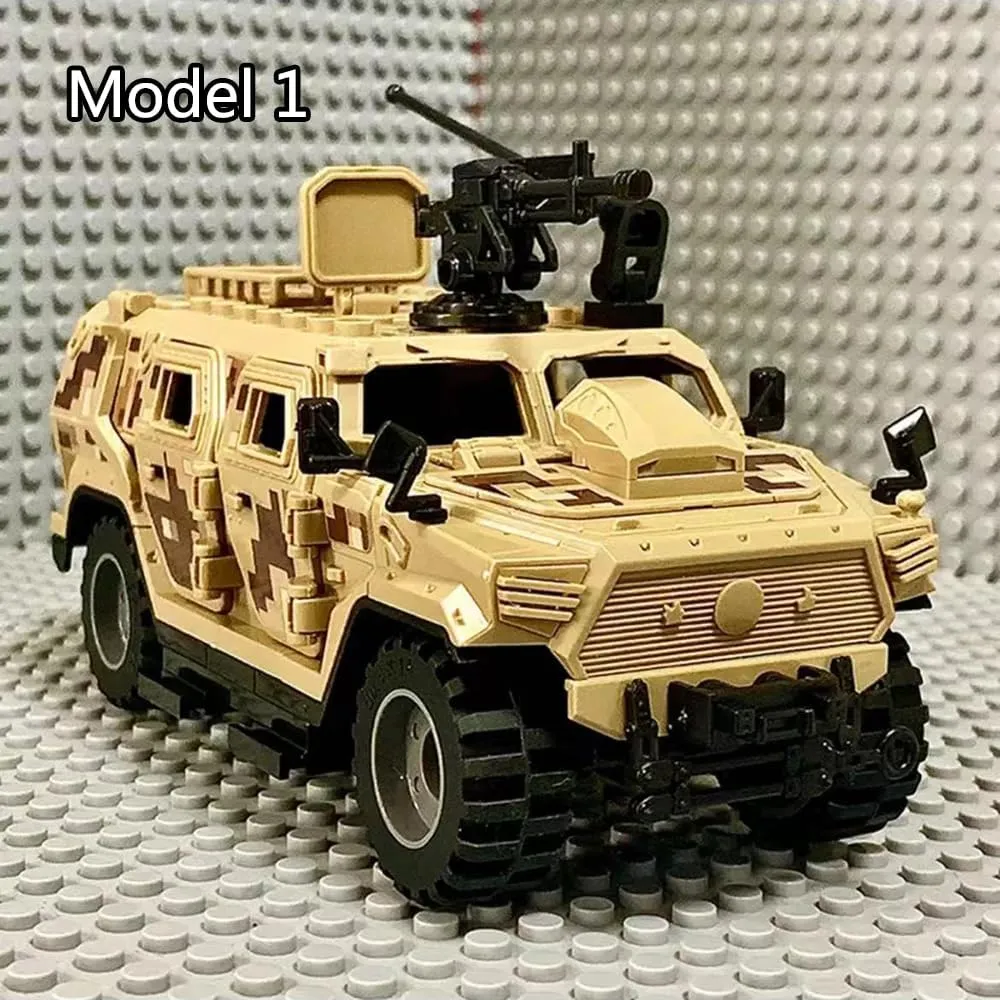 Armored Vehicle Building Block Military Vehicle Building Toys for Age 6 7 8 9 10 11 12 , Army Military Brick, Armed Armored Car Model Toys Gifts for Boys（2 Styles）