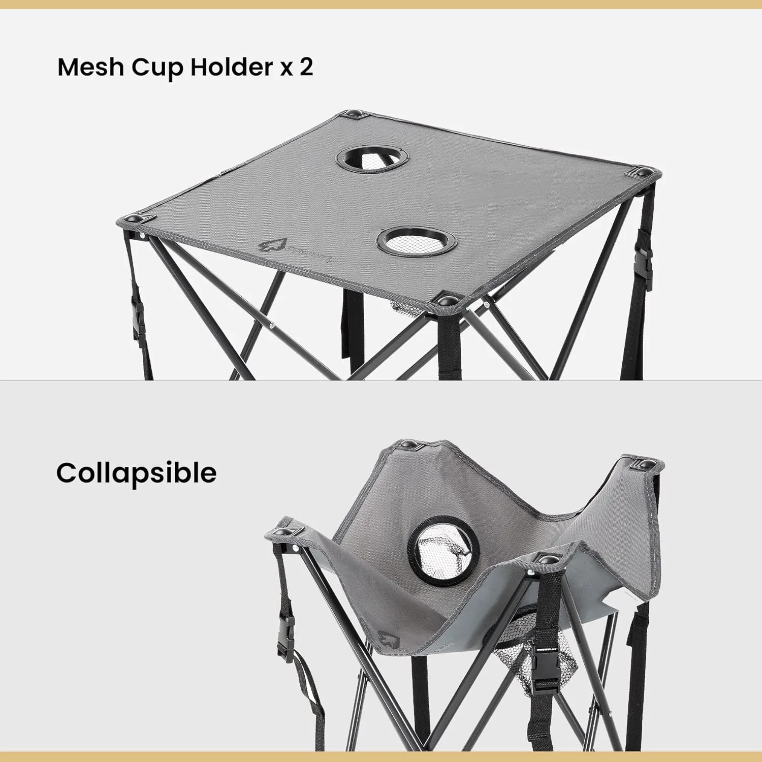 ARROWHEAD OUTDOOR 26” (66cm) Heavy-Duty Portable Camping Folding Table, 2 Cup Holders, Compact, Square, Carrying Case Included, Steel Frame, High-Grade 600D Canvas, USA-Based Support