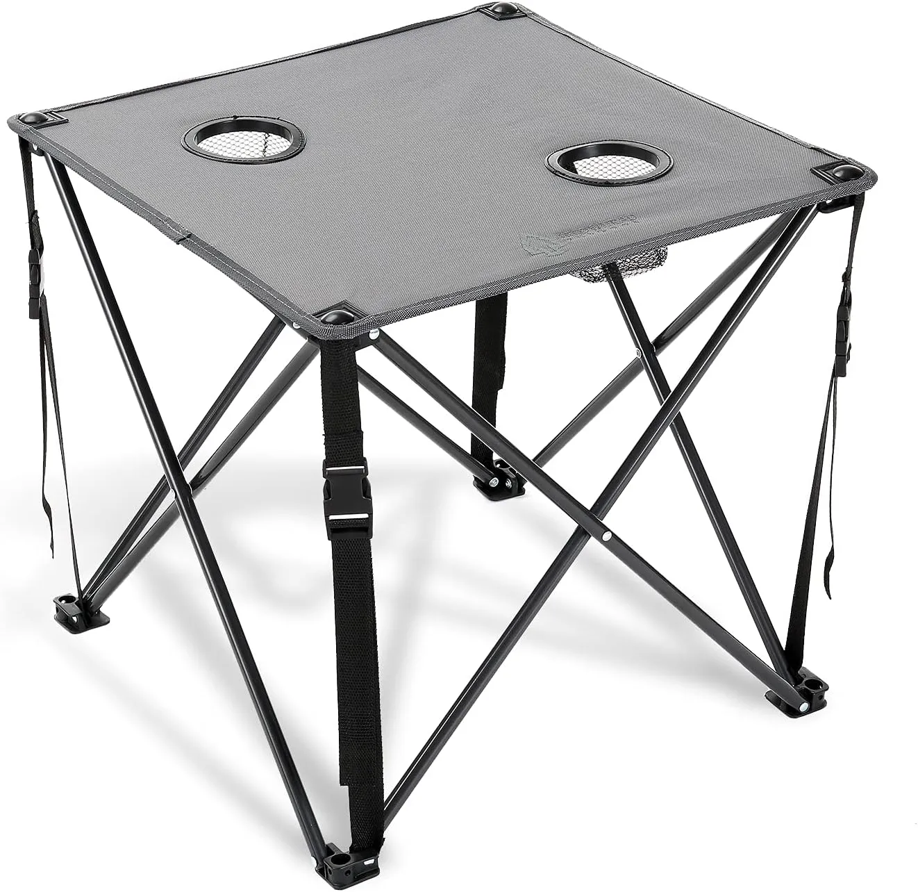 ARROWHEAD OUTDOOR 26” (66cm) Heavy-Duty Portable Camping Folding Table, 2 Cup Holders, Compact, Square, Carrying Case Included, Steel Frame, High-Grade 600D Canvas, USA-Based Support