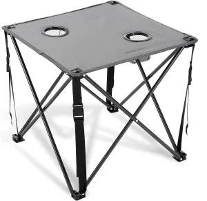 ARROWHEAD OUTDOOR 26” (66cm) Heavy-Duty Portable Camping Folding Table, 2 Cup Holders, Compact, Square, Carrying Case Included, Steel Frame, High-Grade 600D Canvas, USA-Based Support