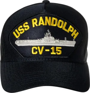 Artisan Owl United States Navy USS Randolph CV-15 Aircraft Carrier Ship Emblem Patch Hat – Adjustable Baseball Cap (Navy Blue)