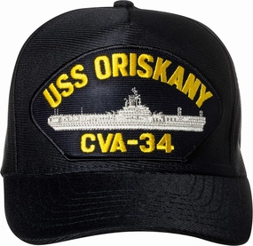 Artisan Owl United States Navy USS Oriskany CVA-34 Aircraft Carrier Ship Emblem Patch Hat – Adjustable Baseball Cap (Navy Blue)