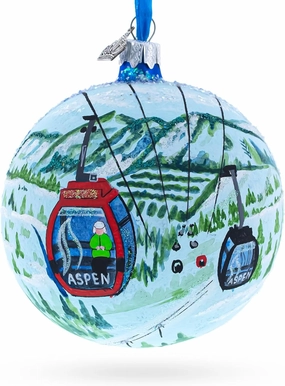 Aspen Snowmass Ski Resort, Colorado, USA Glass Ball Christmas Ornament 4 Inches