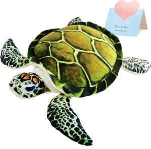 Athoinsu Realistic Stuffed Animal Sea Turtle Soft Plush Toy Ocean Life Tortoise Throw Pillow Birthday Plushie Gifts for Toddler Kids Boys and Girls, 18''