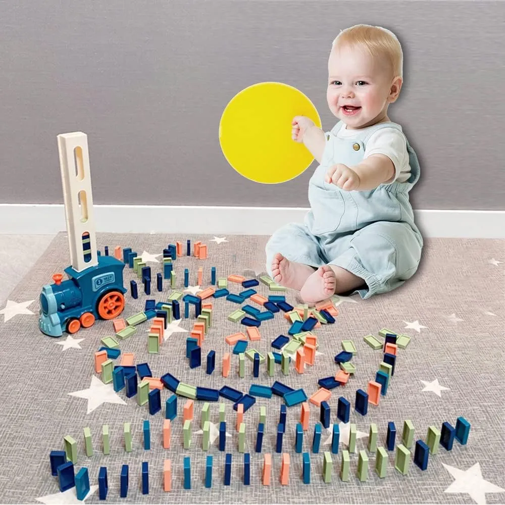 Automatic Domino Train Toy Set, 2023 Upgrade Electric Domino Train Blocks Set, Kids Dominoes Toys Electric Domino Train Set, Creative Educational Toy Game for Boys and Girls (Pink, 180 Dominoes)