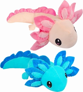 Axolotl Plush Toy,14" Axolotl Stuffed Animal,Salamander Axolotl Plush Doll Gifts for Boys Girls Birthday Christmas, New Year (Blue Pink)