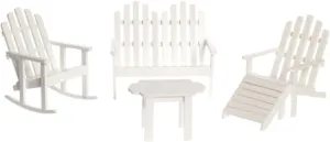 Aztec Imports, Inc. Dollhouse Miniature 5-Pc. White Adirondack Furniture Set