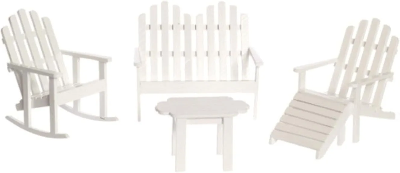 Aztec Imports, Inc. Dollhouse Miniature 5-Pc. White Adirondack Furniture Set