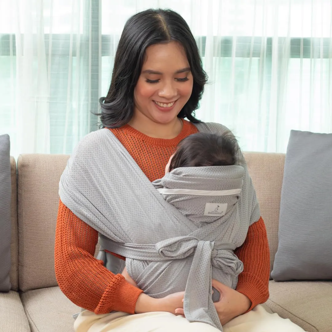 BabbleRoo Baby Wraps Carrier - Baby Essentials Baby Sling Carrier, Secure & Comfortable, Breathable, Easy-to-use, Adjustable XS to XL, Promoting Parent-Child Bonding, Oak Buff