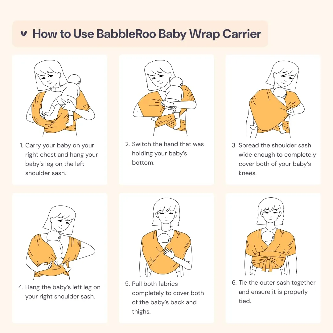 BabbleRoo Baby Wraps Carrier - Baby Essentials Baby Sling Carrier, Secure & Comfortable, Breathable, Easy-to-use, Adjustable XS to XL, Promoting Parent-Child Bonding, Oak Buff
