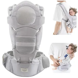 Baby Carrier with Hip Seat,6in1 Baby Carrier Newborn to Toddler,Head Support and Breathable Mesh Newborn Carrier,Adjustable Size for Enhanced Lumbar Support, Perfect for On-The-go(110cm)