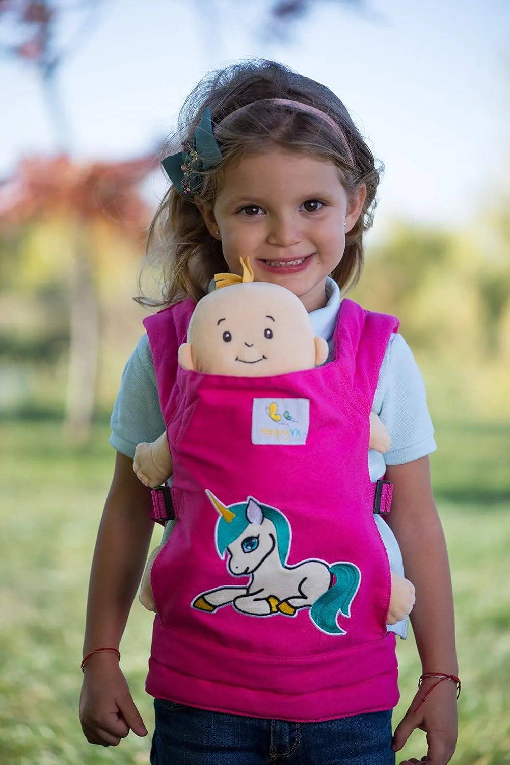 Baby Doll Carrier Toys Doll Carrier Front Back for Little Girls Unicorn Embroidery