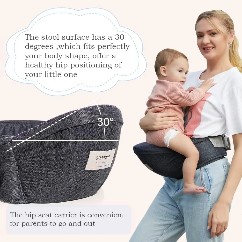 Baby Hip Baby Carrier,Hip Seat for Baby with Adjustable Strap and Pocket,Ergonomic Waist Pack Holder for Newborns & Toddlers (Dark Grey)