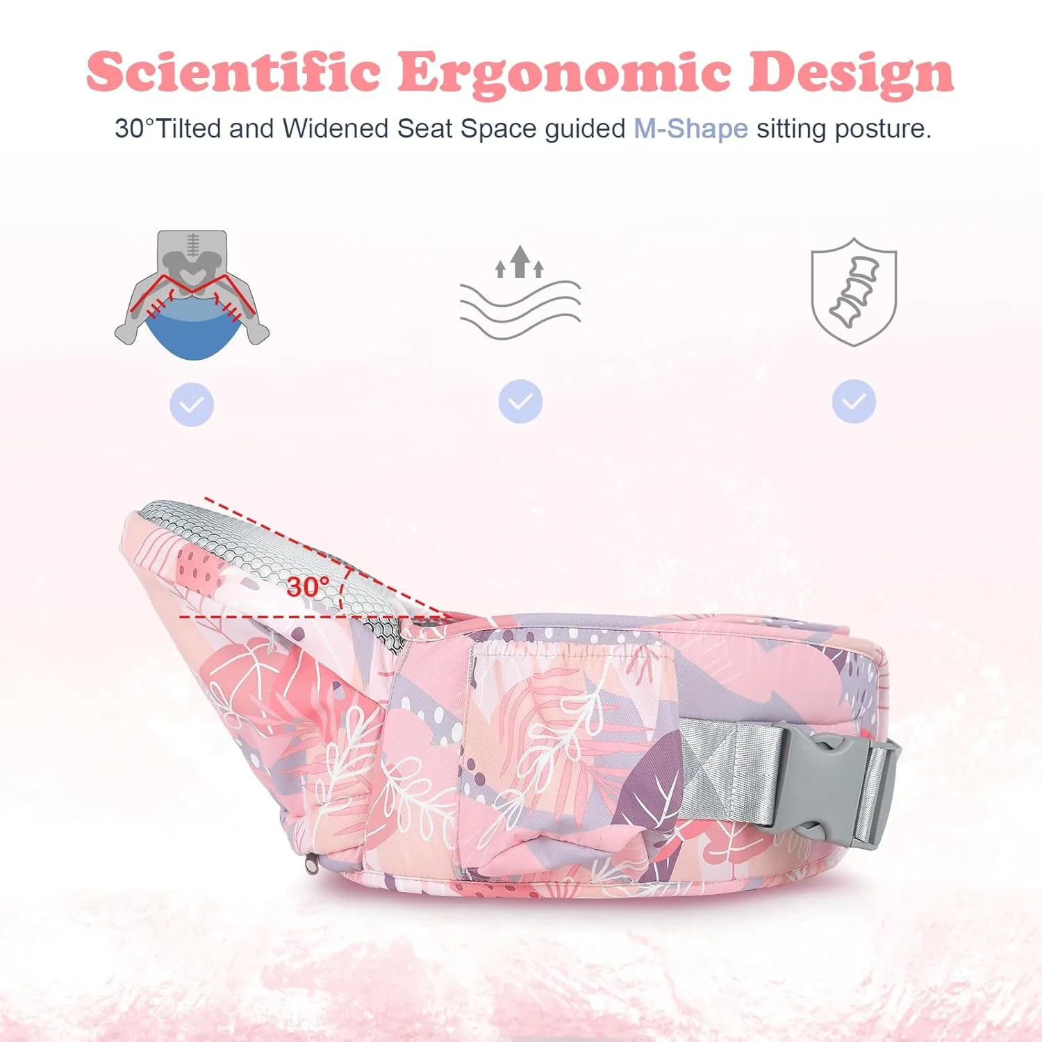 Baby Hip Carrier - Adjustable Waistband & Hip Seat for Newborn-Toddler (Up to 66 Lbs) with Pockets for Parents