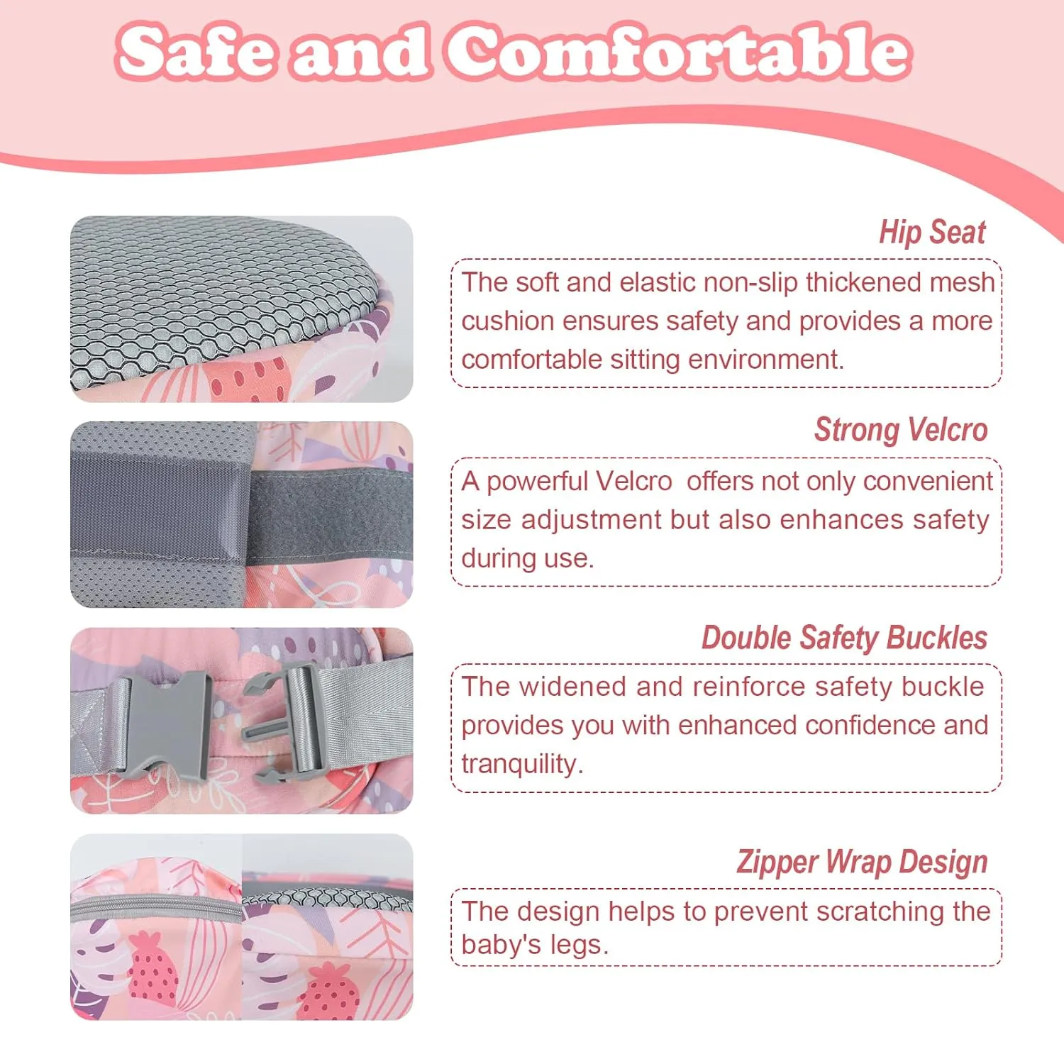 Baby Hip Carrier - Adjustable Waistband & Hip Seat for Newborn-Toddler (Up to 66 Lbs) with Pockets for Parents
