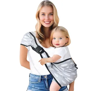 Baby Sling Carrier with Hip Seat - Adjustable & Safety Certified, Ergonomic Non-Slip Design for Newborn to Toddler (0-36 Months) - Gray Feather
