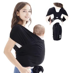 Baby wrap Carrier,Softness Organic Cotton,Breathable Adjustable Strap Baby Hold Carrier for Newborn Up to 40 lbs (Black)