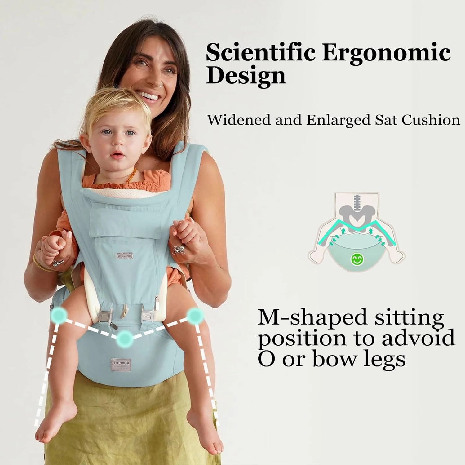 Baby Carrier, Ergonomic 6-in-1 Baby Carrier with Hip Seat for Newborn Infant Toddler, Adjustable Detachable Baby Holder Carrier for Dad Mom