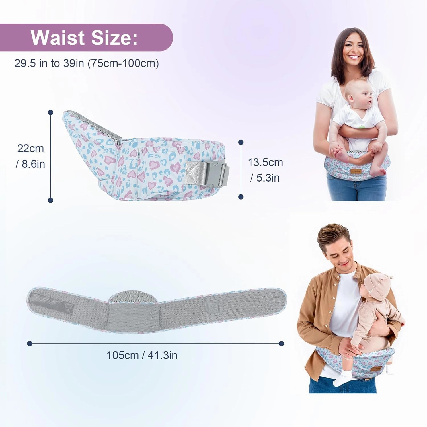 Baby Hip Carrier - Adjustable Waistband & Hip Seat for Newborn-Toddler (Up to 66 Lbs) with Pockets for Parents