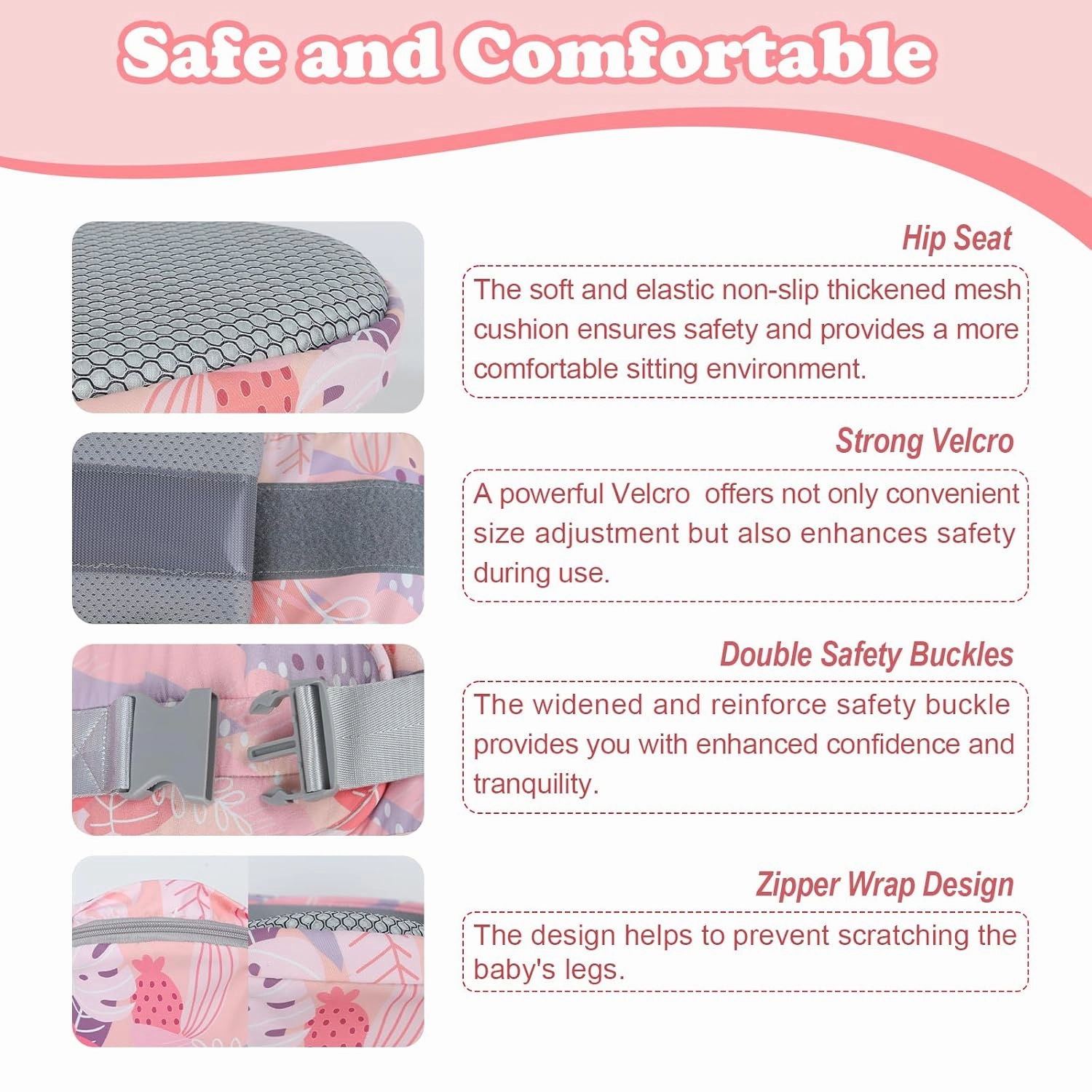 Baby Hip Carrier - Adjustable Waistband & Hip Seat for Newborn-Toddler (Up to 66 Lbs) with Pockets for Parents