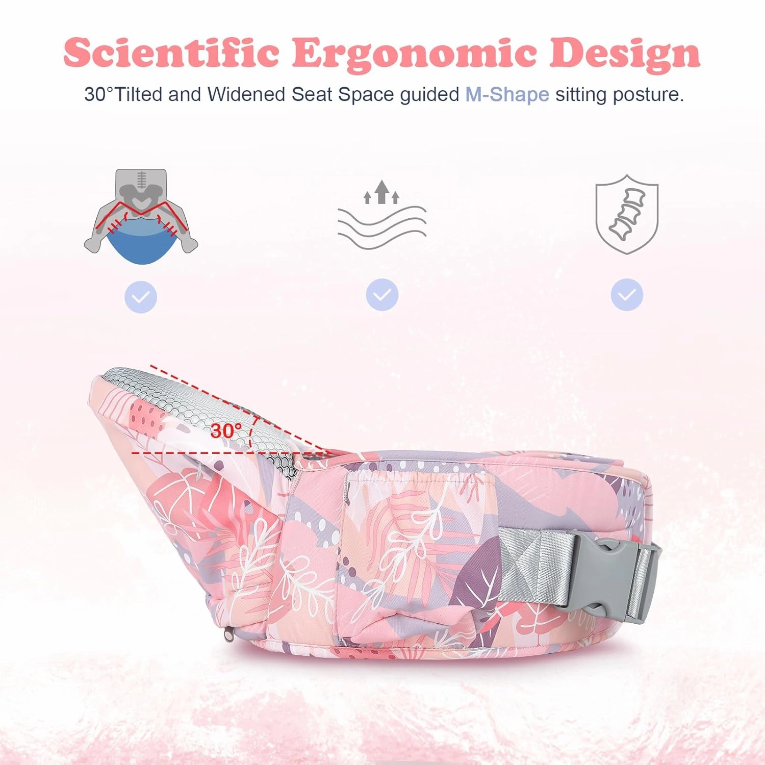 Baby Hip Carrier - Adjustable Waistband & Hip Seat for Newborn-Toddler (Up to 66 Lbs) with Pockets for Parents