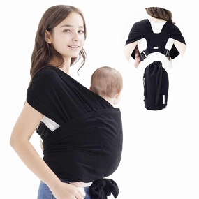 Baby wrap Carrier,Softness Organic Cotton,Breathable Adjustable Strap Baby Hold Carrier for Newborn Up to 40 lbs (Black)