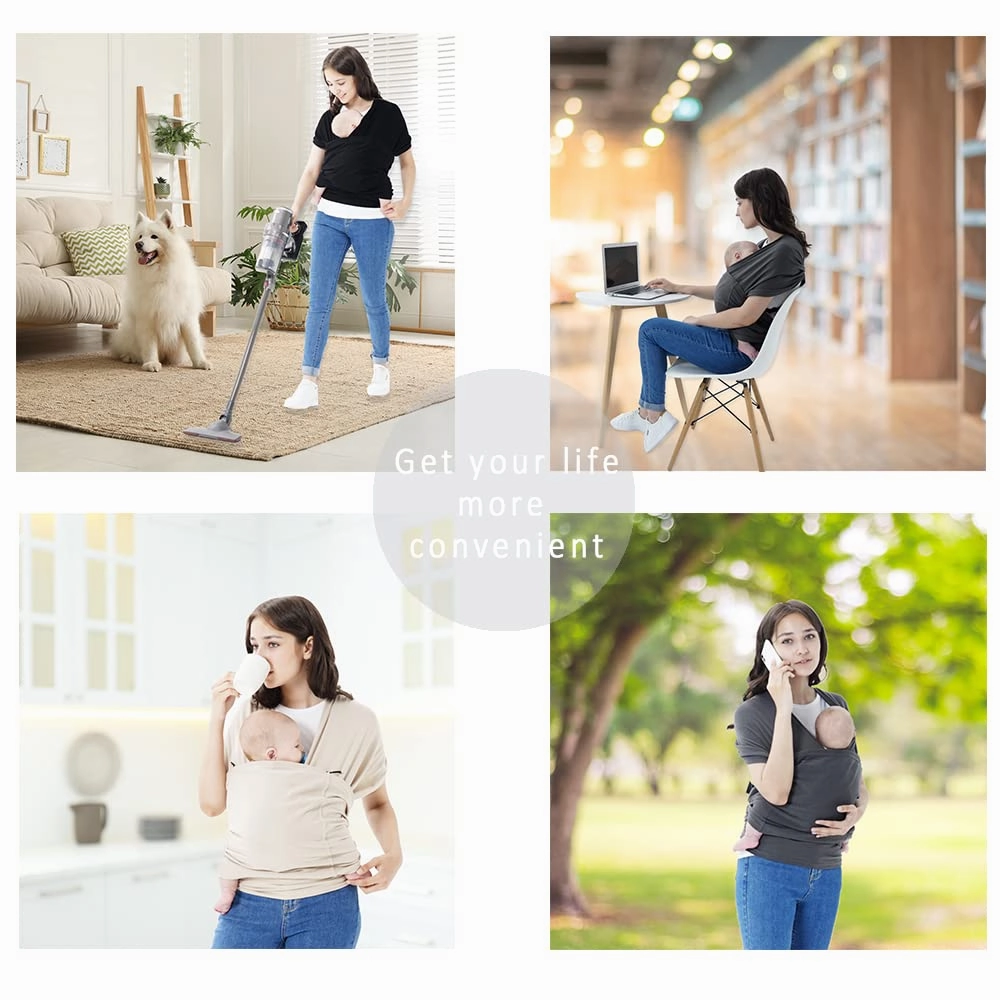 Baby wrap Carrier,Softness Organic Cotton,Breathable Adjustable Strap Baby Hold Carrier for Newborn Up to 40 lbs (Grey)
