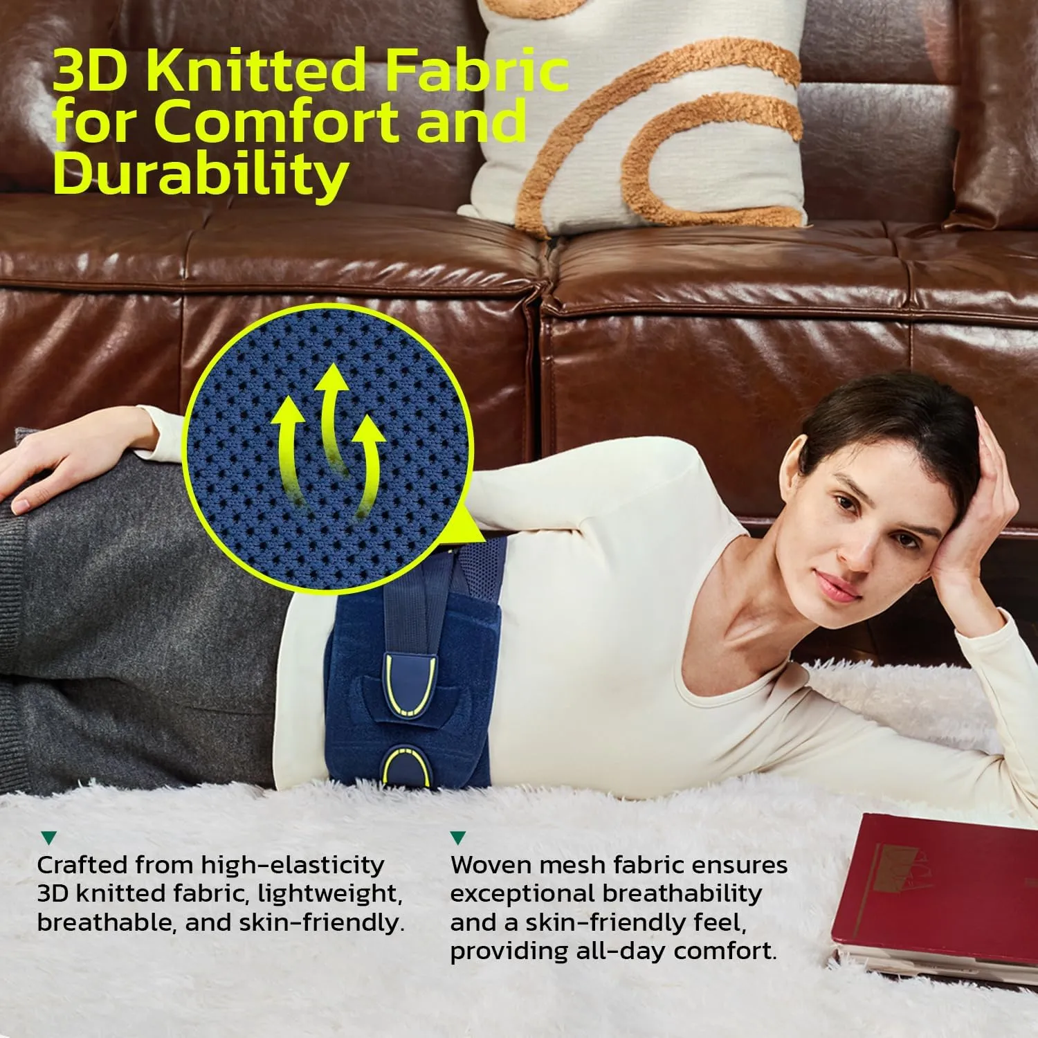 Back Brace for Lower Back Pain Relief, Adjustable Lumbar Support Belt with Steel Plates, Dual Compression, Breathable 3D Knit Fabric, Slim Waist Design for Work, Gym, Sciatica, Herniated Disc M
