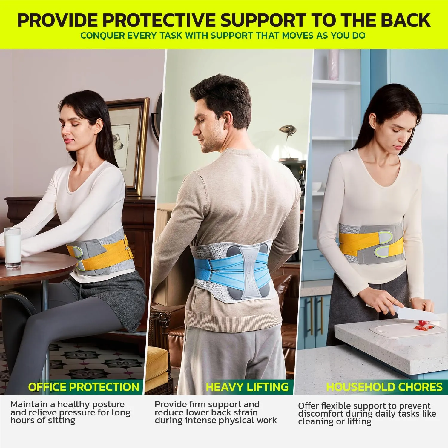 Back Brace for Lower Back Pain Relief, Adjustable Lumbar Support Belt with Steel Plates, Dual Compression, Breathable 3D Knit Fabric, Slim Waist Design for Work, Gym, Sciatica, Herniated Disc M