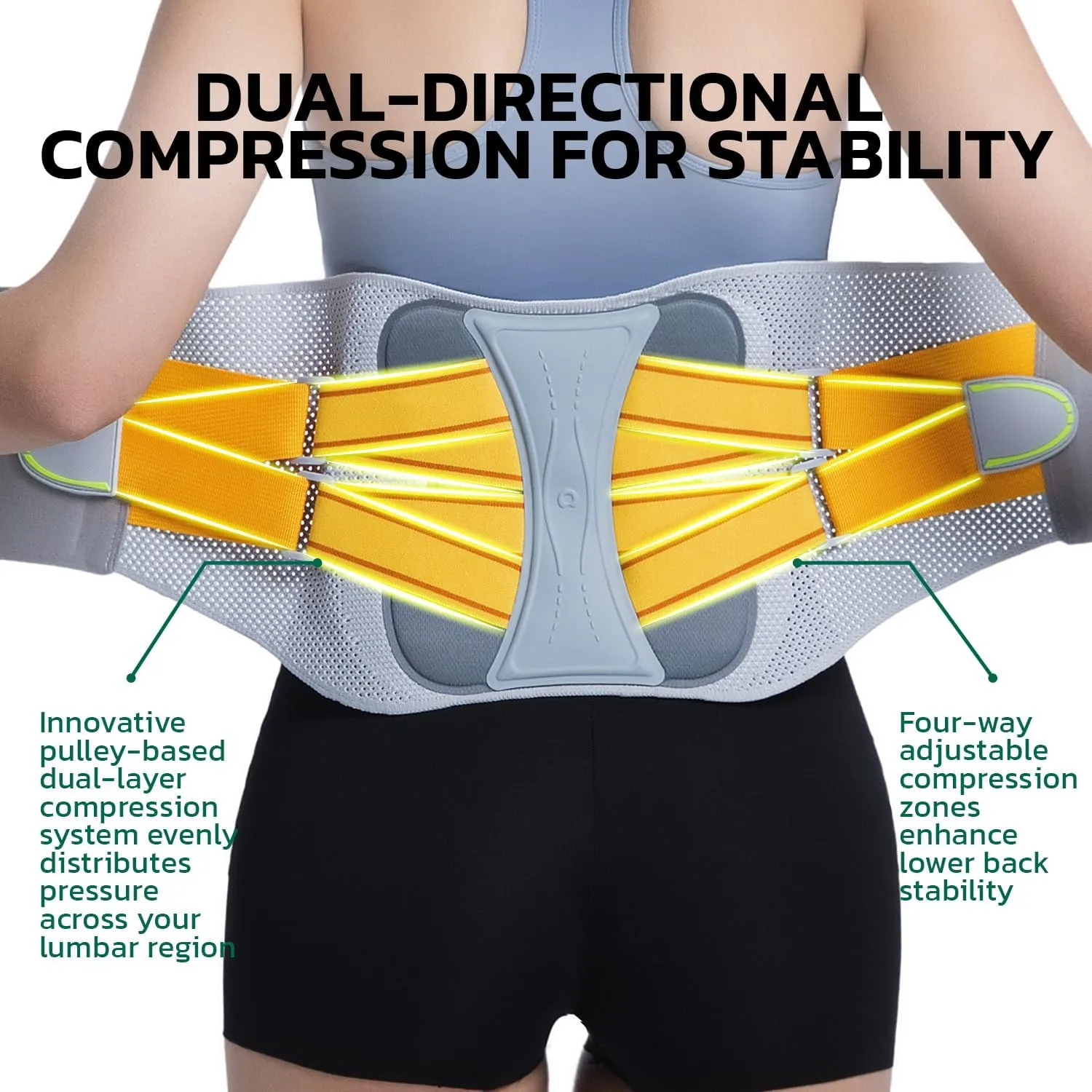 Back Brace for Lower Back Pain Relief, Adjustable Lumbar Support Belt with Steel Plates, Dual Compression, Breathable 3D Knit Fabric, Slim Waist Design for Work, Gym, Sciatica, Herniated Disc M