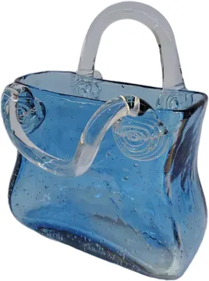 Bag Flower Vase, with Handles Bubble Purse Vase with Fish Bowl Handbag Glass Vase, Glass Vase for Home Décor,Living Room,Office,Garden,Wedding,Style2-Blue