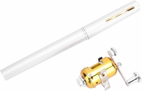 Baitcaster Fishing Combo, Mini Pen Portable Fishing Rod and Reel, Medium Power, 8.3 Inch, Baitcasting, Silver