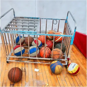 Ball Storage Garage Organizer Rolling Basketball Cart,for School/Church,with Wheels, Outdoor Waterproof Ball Bin Sports Equipment Rack Stand