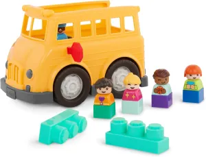 Battat – School Bus – 8Pc Construction Set – 5 Figures & 2 Blocks – Build-On Vehicle – 12 Months   – Locbloc® School Bus