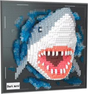 BDYDT Wall Art Shark Building Blocks Set; A Wall Decor Set for Adults Who Love Creative Hobbies(2166 Pieces) Toys Gifts for Kid and Adult