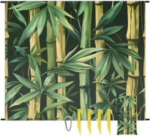 Beach Blanket, Jungle Sandproof Beach Mat, Waterproof Quick Drying Sand Free Mat with 4 x Ground Spikes for Outdoor Travel Camping Hiking, Tropical Nature Bamboo 68 x 59 in