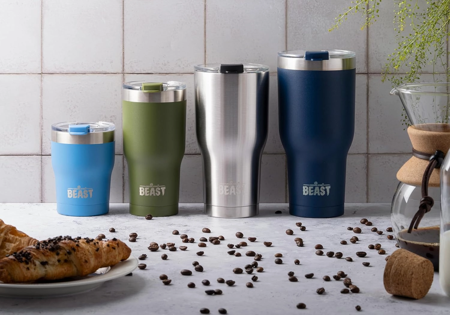 Beast 30 oz Tumbler Stainless Steel Vacuum Insulated Coffee Ice Cup Double Wall Travel Flask (Navy Blue)