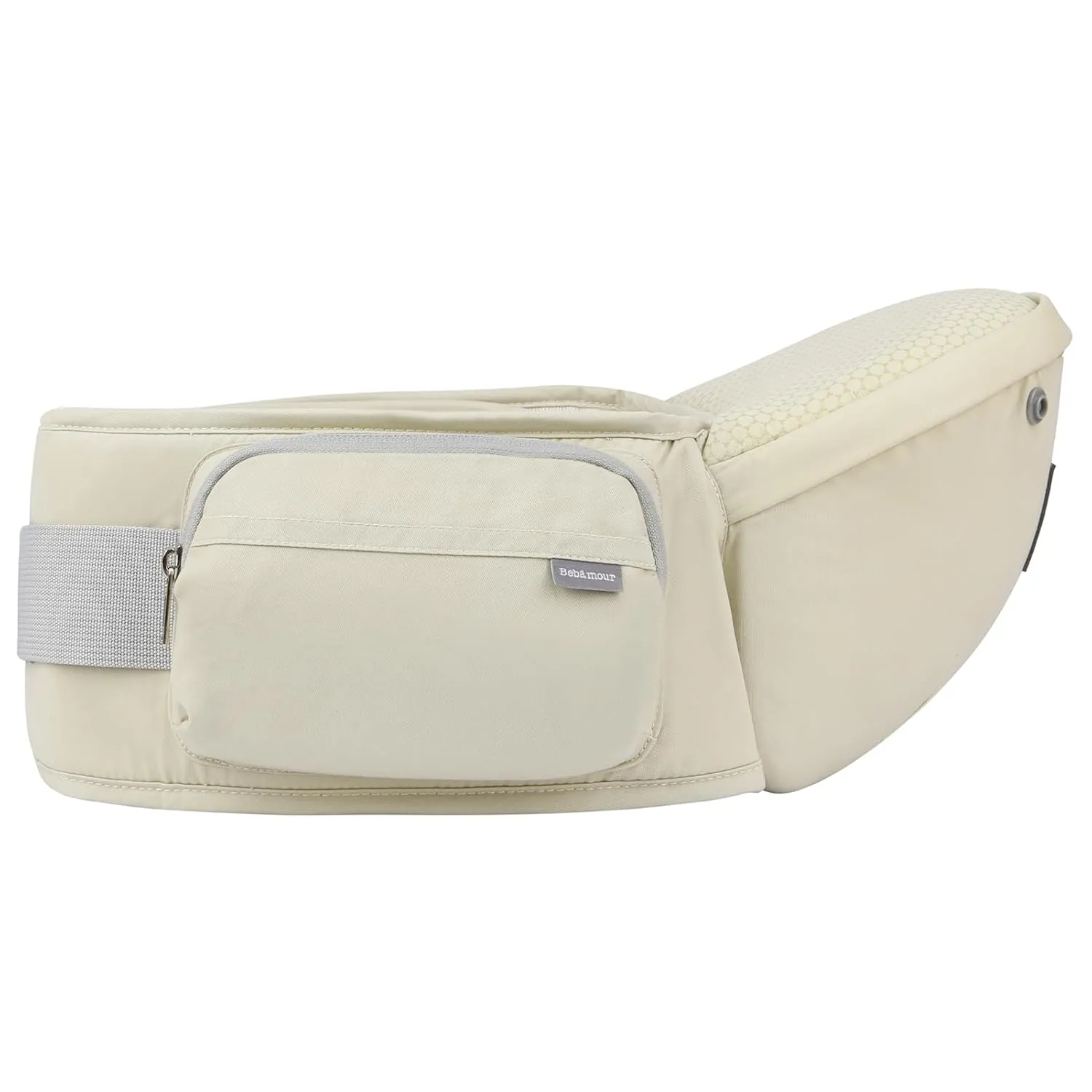 Bebamour Baby Carrier Safety-Certified Hip Seat Baby Carrier Newborn to Toddler Baby Hipseat 0-36Months with Head Hood, 3 PCS Teething Pads, Waist Extender & Storage Bag (Khaki)