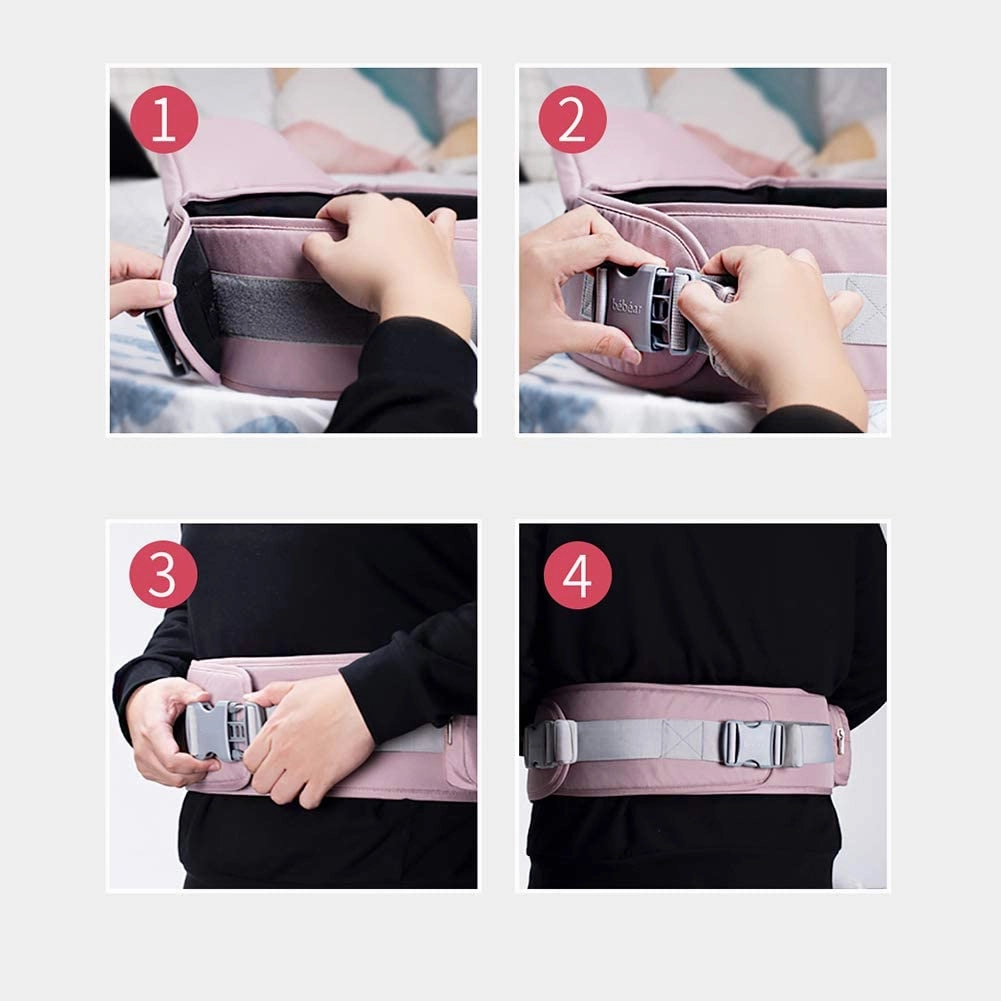 Bebamour Baby Carrier Newborn to Toddler-2 in 1 Hip Seat & Carrier Front and Back Carry with Head Hood & 3 Pieces Teething Pads& Waist Extenders & Storage Bag 0-36 Months (New Grey)