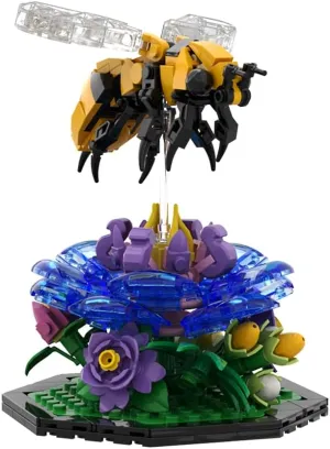 Bee and Flower Building Blocks, Insect with Flower Building Block Sets, Mini Bricks Artificial Flower Blocks Stacking Toys, Creative Bee Model Construction, Gift for Valentine's Day, 278PCS